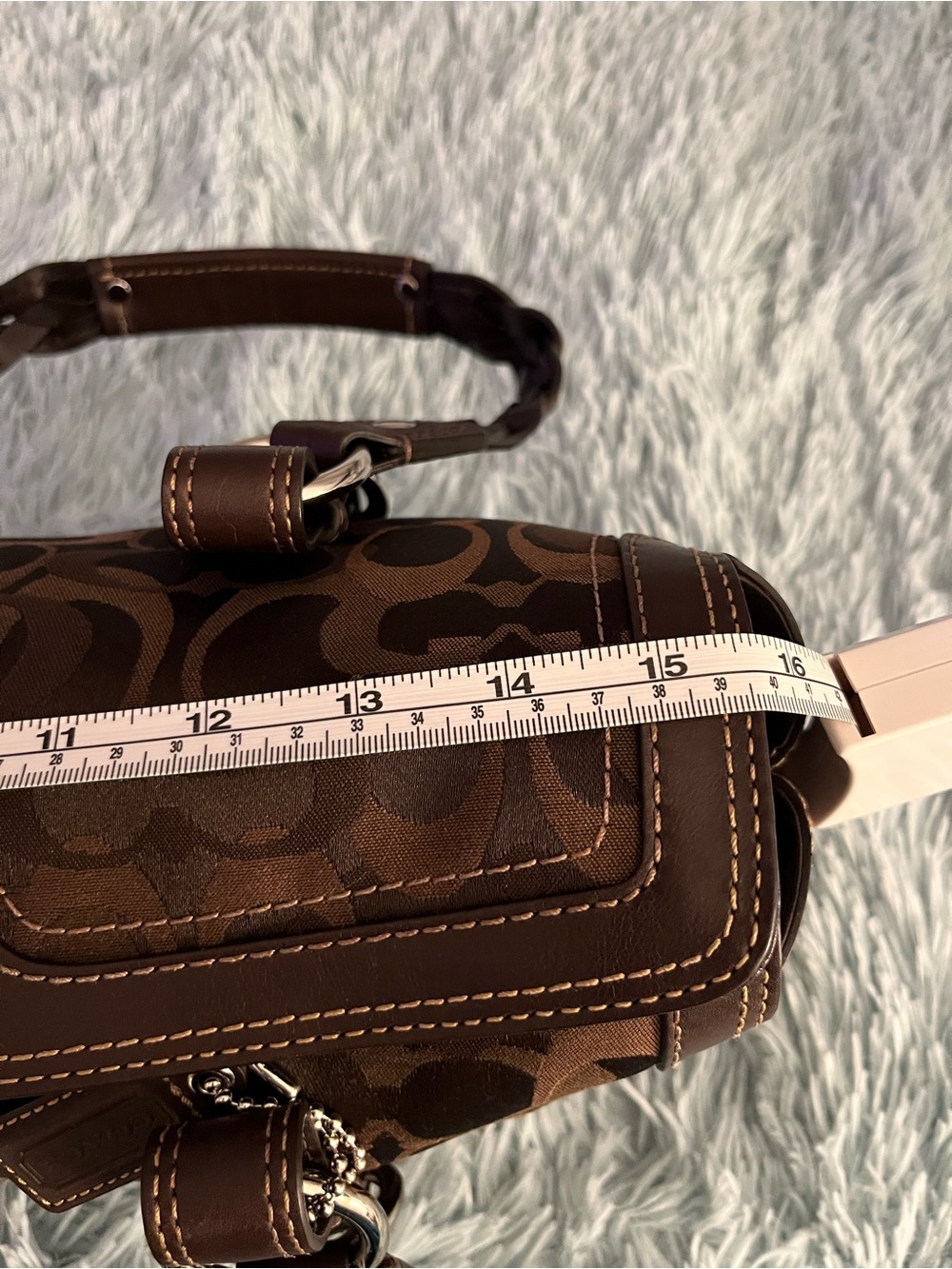 Coach Brown Signature Canvas Satchel Bag with Leather Trim STUNNING NWT - Picture 15 of 16